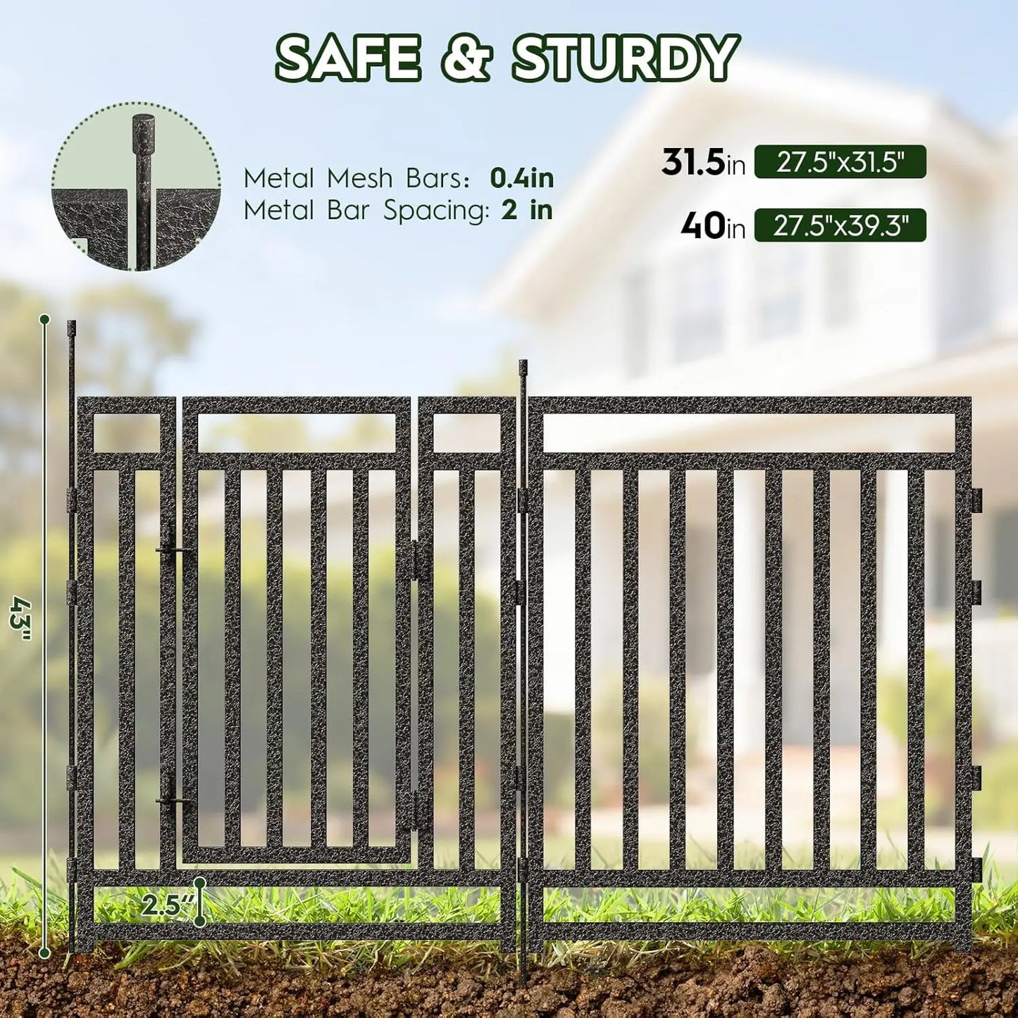 Garden Fence 40in (H) x 36ft (L), 14 Panels + 2 Gates, Durable Outdoor Yard Barrier, Secure Garden Fencing, Customized