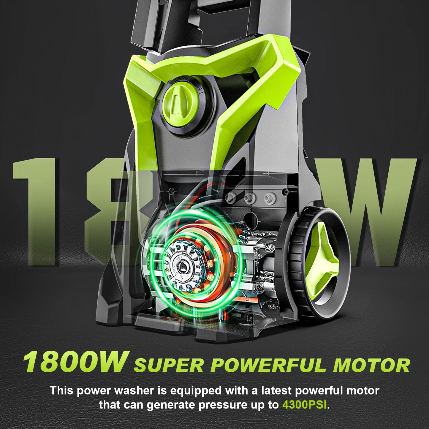 Gisam 4800PSI 1800W Electric High Pressure Washer Car Washer Gun Garden Washing Water Wash Spray Gun 180° Adjustable Nozzle