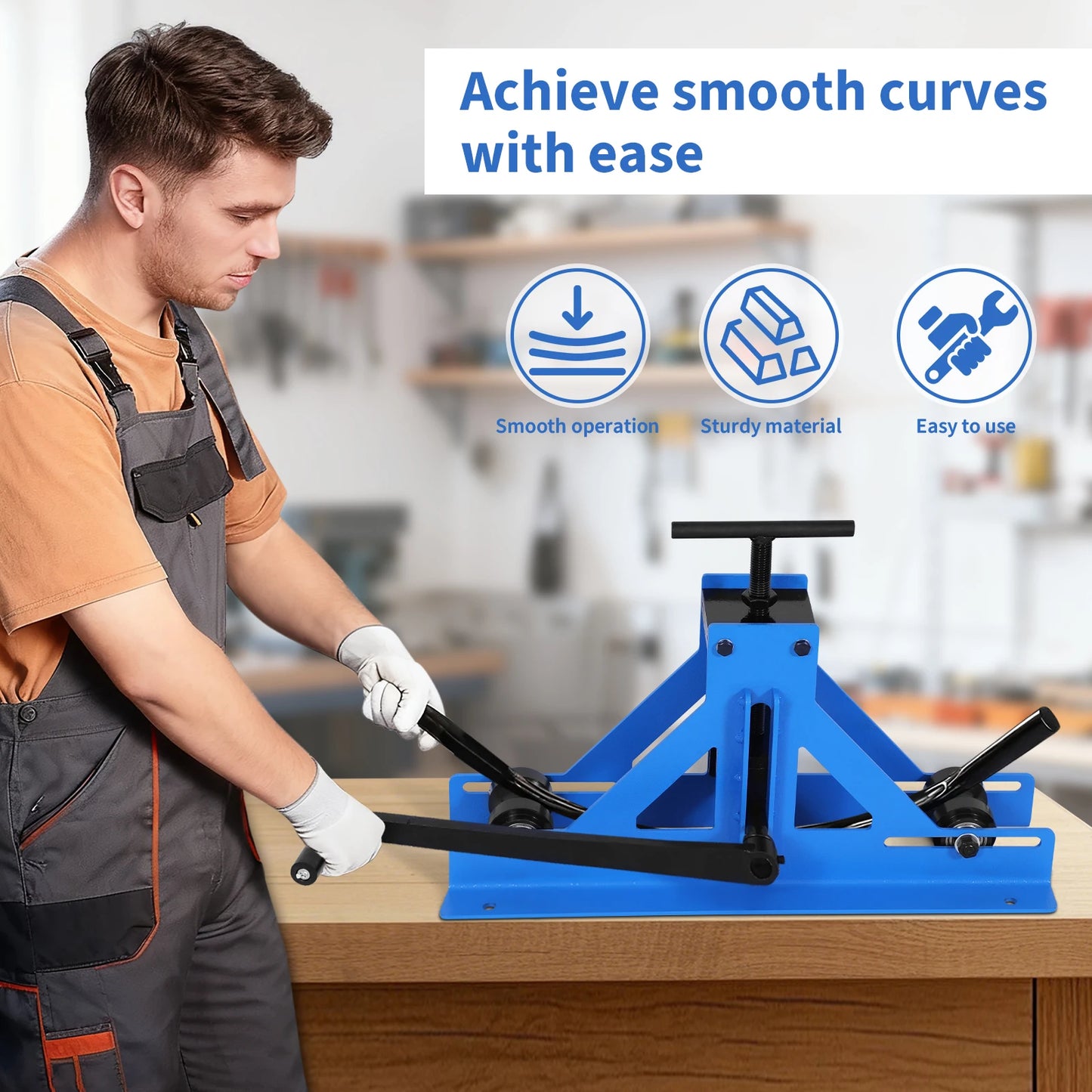 TR-40 Copper Aluminum Pipe Bending Tool Square Tube Pipe Roller Rolling Bender for Bending Steel Aluminum Copper Pipe Pipe Cable