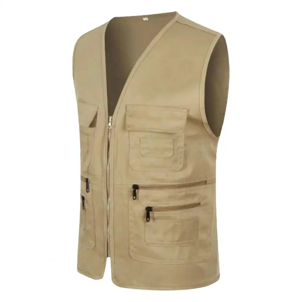 Men Vest Multi-Pocket Outdoor Waistcoat Casual Sleeveless Jacket Plus Size Slim Fit Outerwear Male Clothes Photographer Vest