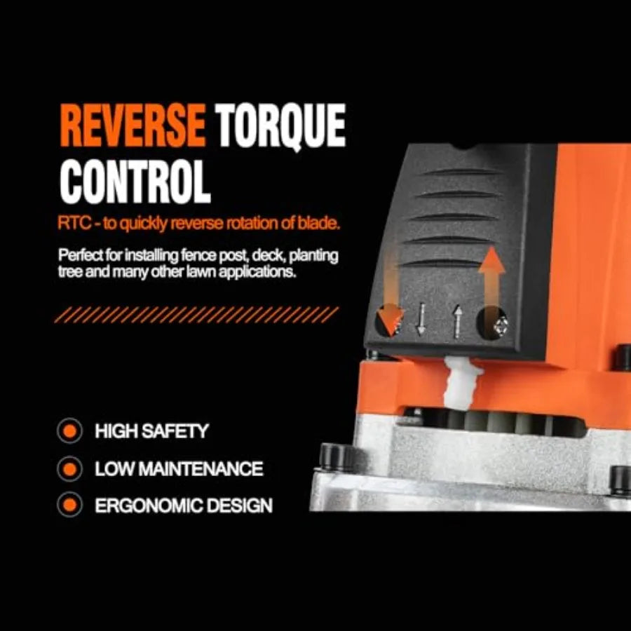 Electric Post Hole Digger 1700W Corded Earth Auger with 4 6 8 Drill Bit 12 Extension Rod Reverse Control 5-Year Warrant