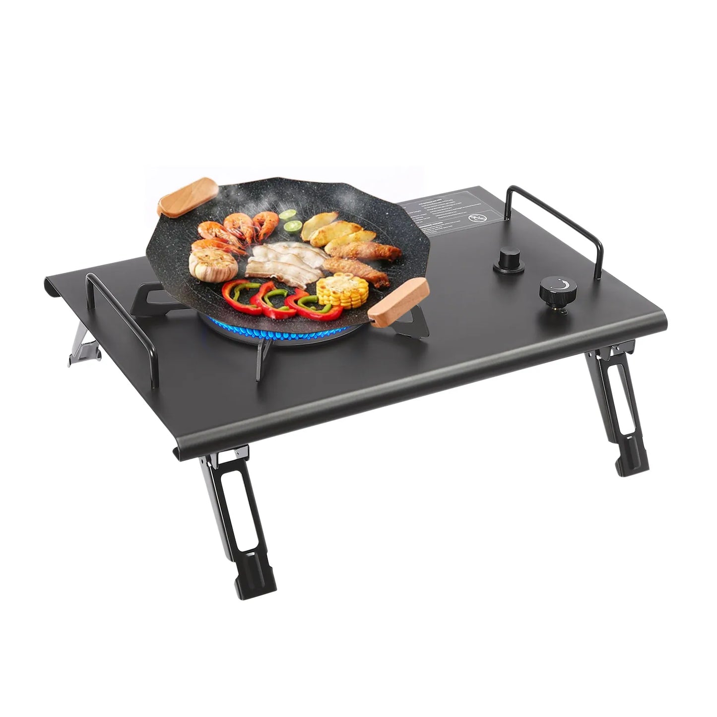 Electronic Ignition Camping Stove 2.7KW, Portable Gas Stove Foldable for Outdoor Hiking BBQ Picnic Mountaineering Silver