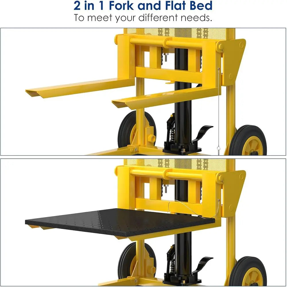 Hydraulic Material Lit,550lbs Lit Dolly,Upgraded Pallet Lit,37.4” Max Lit with ront Unil Wheels and 9" Polyurethane Wheels, 18.5