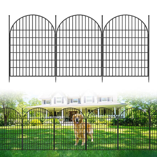 Decorative Garden Fence, 101.6cm H x 719.33cm L 10 Panels Arched Rustproof Metal Fence, No Dig Animal Barrier for Yard Patio Flower Bed