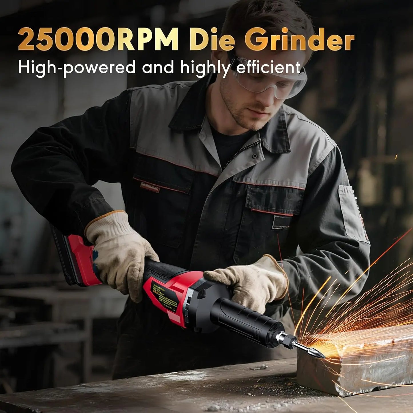 Cordless 1/4-inch Die Grinder with 25000RPM Brushless Motor, Compatible with Milwaukee 18V Battery (Battery Not Included)