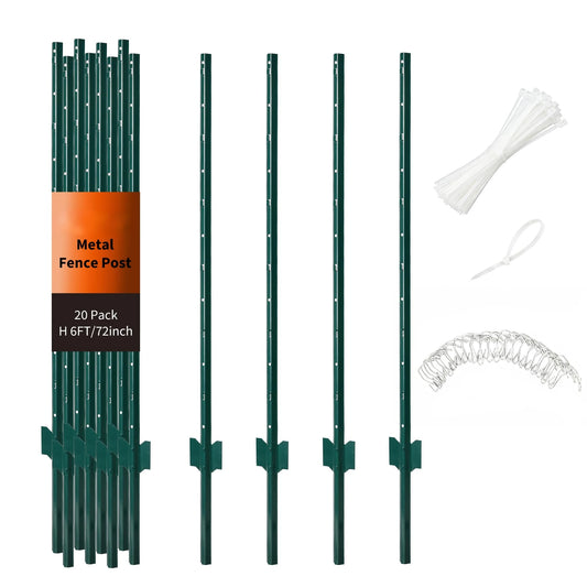 HiMISS Heavy Duty Rustproof Steel U Fence Posts for Gardens
