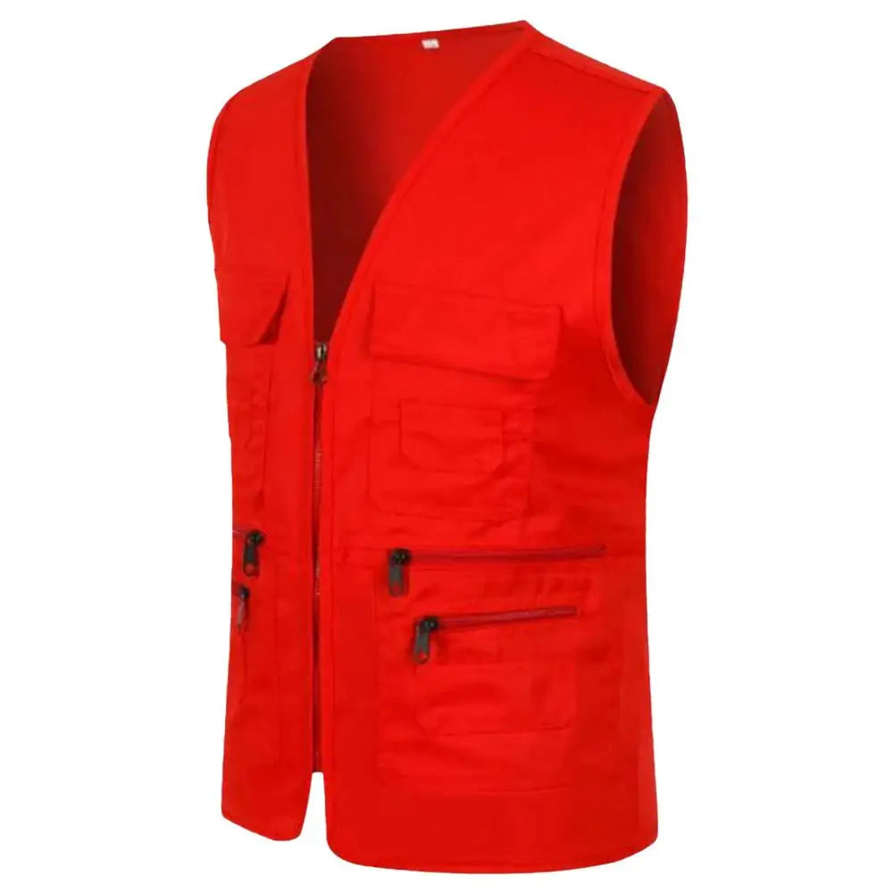 Men Vest Multi-Pocket Outdoor Waistcoat Casual Sleeveless Jacket Plus Size Slim Fit Outerwear Male Clothes Photographer Vest