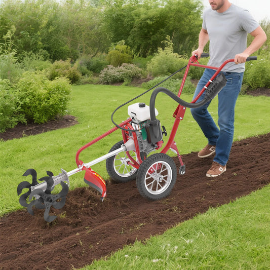 CNCEST Gasoline Garden Cultivator Tiller for Weeding and Soil Preparation
