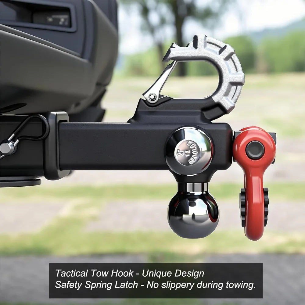 3-Ball Hitch Mount with Swivel Shackle & Tow Hook, Fits 2" Receiver, 1-7/8", 2", 2-5/16" Balls, 5/8" Lock Pin