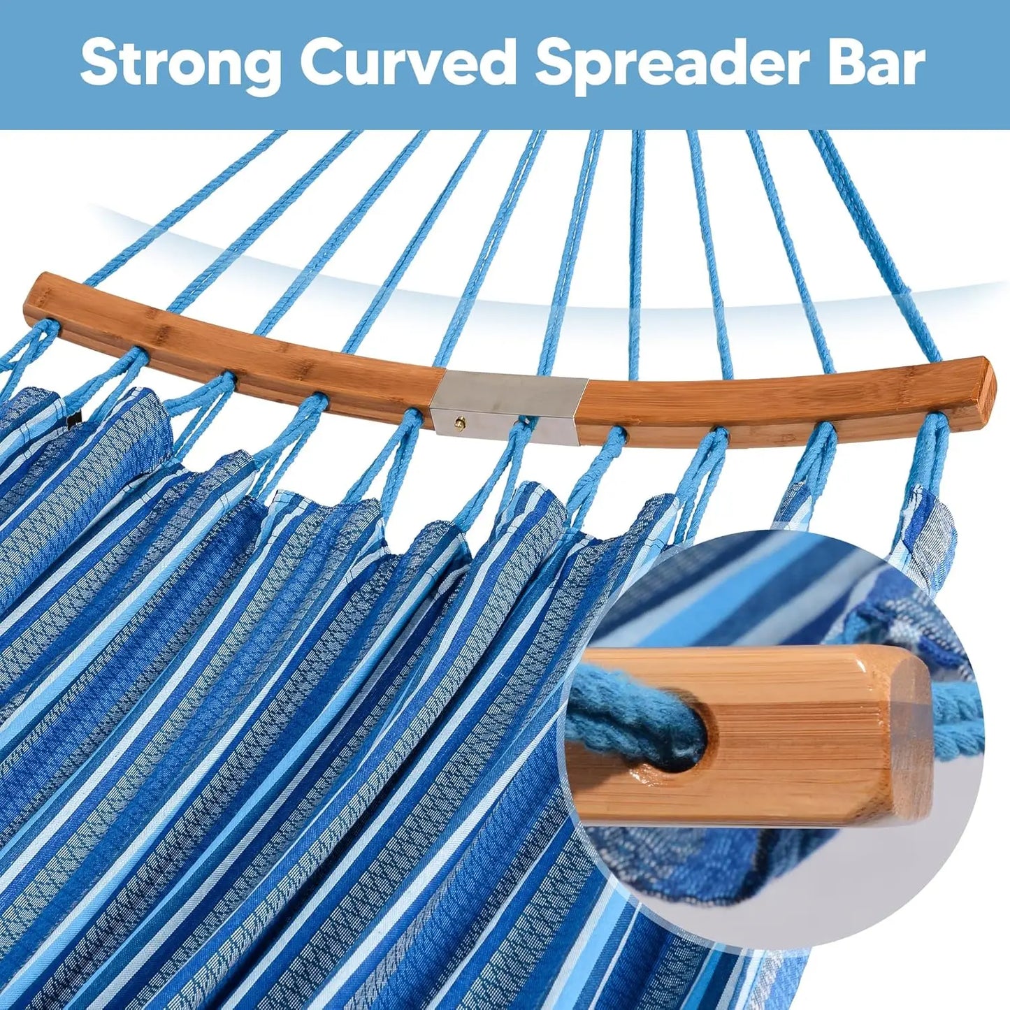 Hammocks Double Hammock with Curved Spreader Bar, Outdoor Portable Hammock with Carrying Bag & Tree Straps for Bedroom, Patio, B
