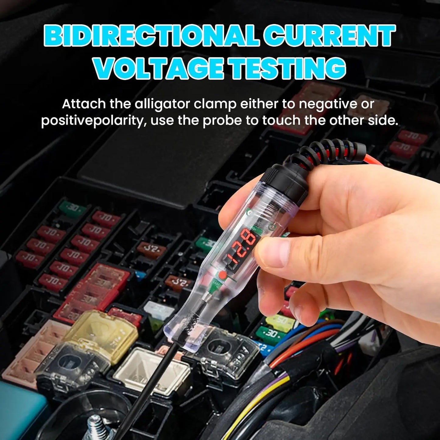 5-90V Digital LED Circuit Tester with Voltage Display for Car/RV/Vehicles, Bidirectional Automotive Electrical Tester
