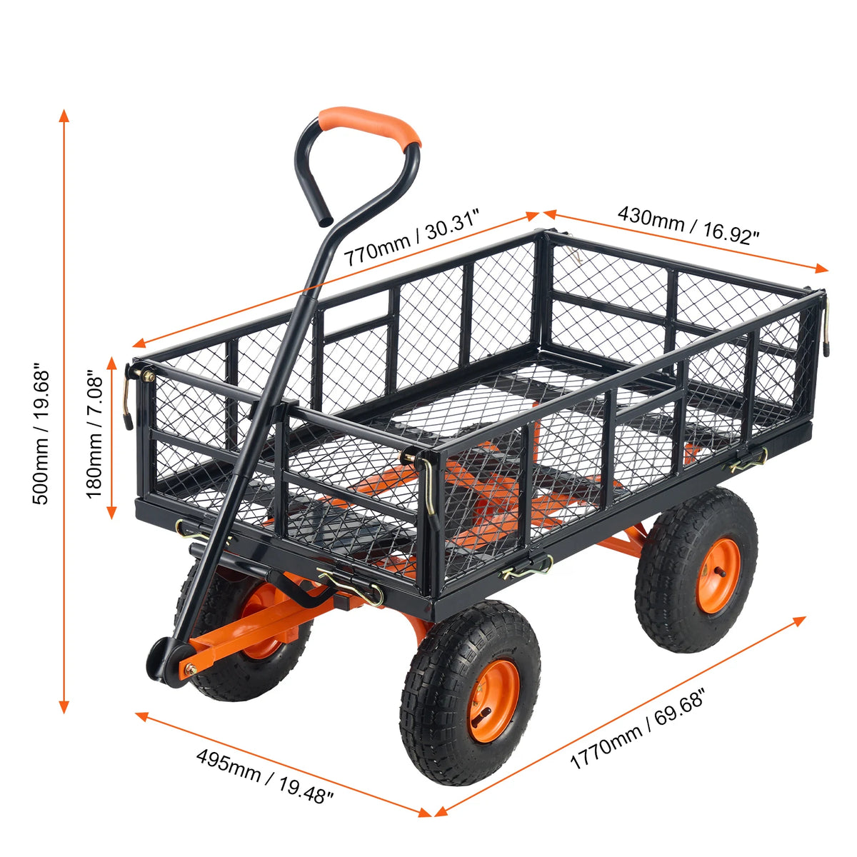 SucceBuy Heavy Duty Metal Garden Utility Dump Cart