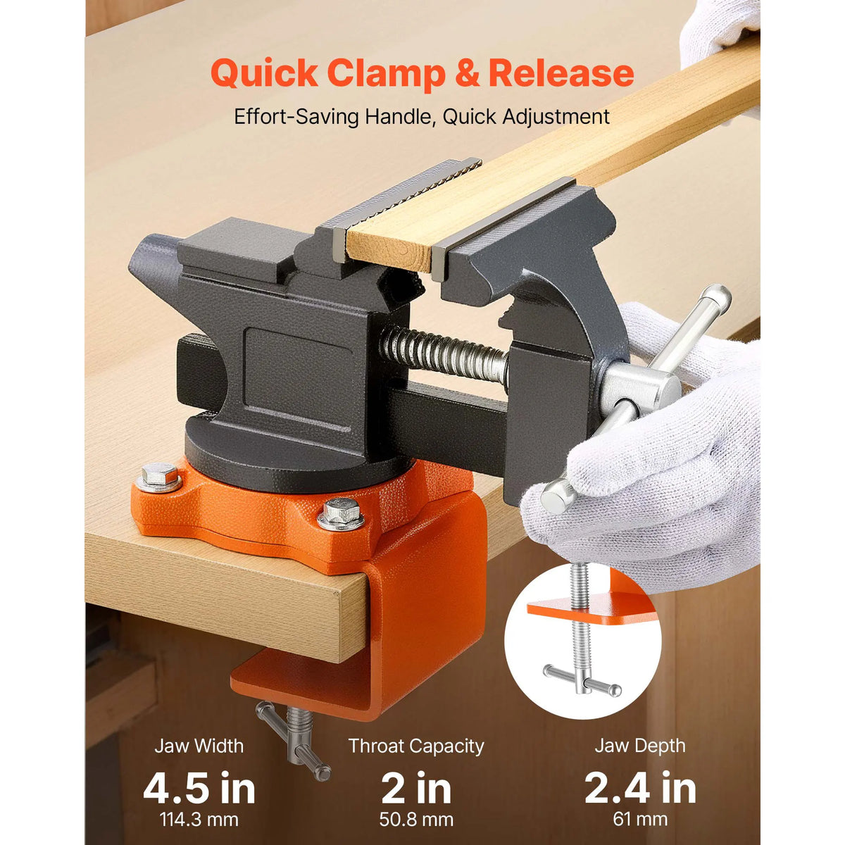 SucceBuy Swivel Bench Vise for Woodworking and Metalworking