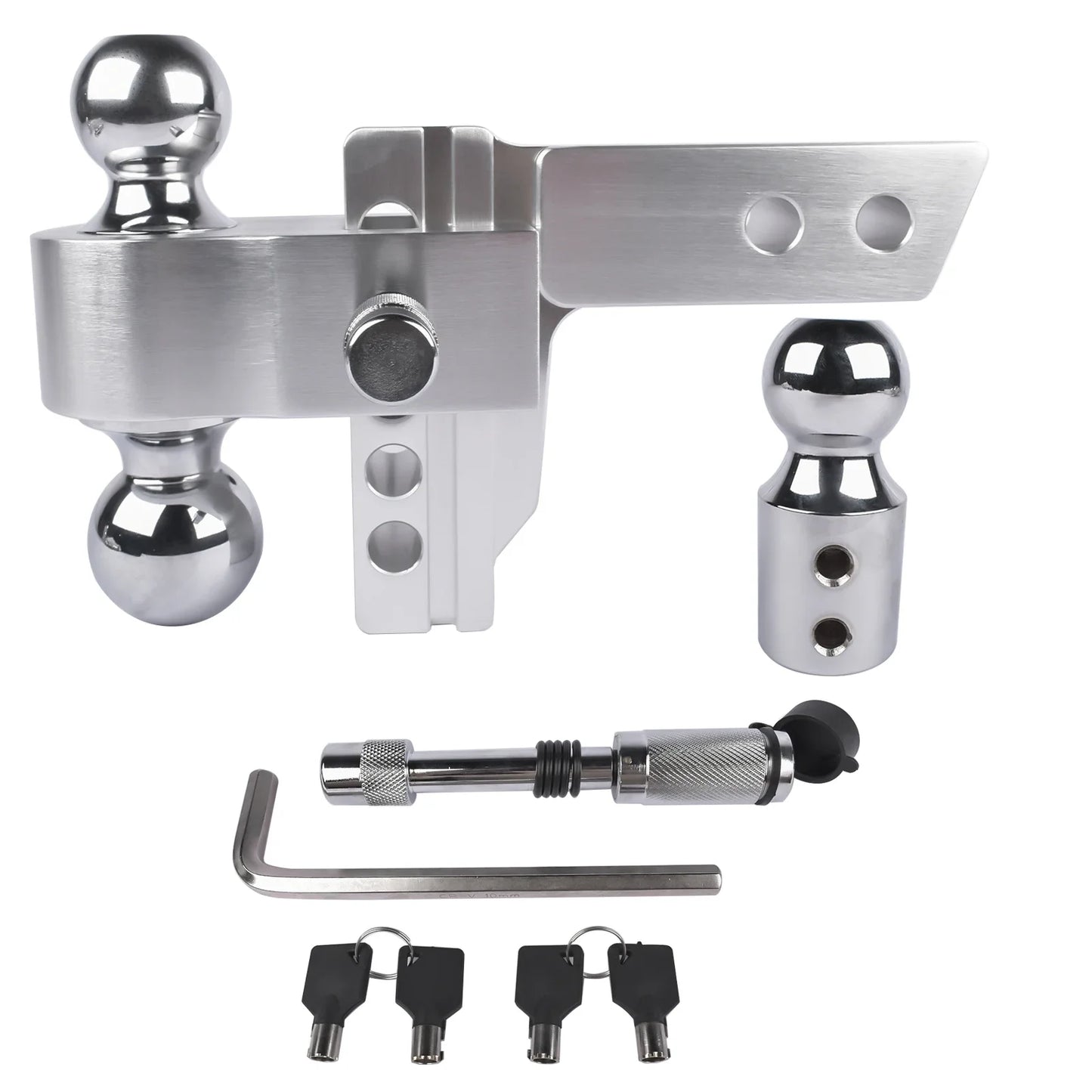 AP03 2" Receiver 4" Drop Rise Adjustable Towing Hitch Tri-Ball Mount Trailer 12,500 LBS