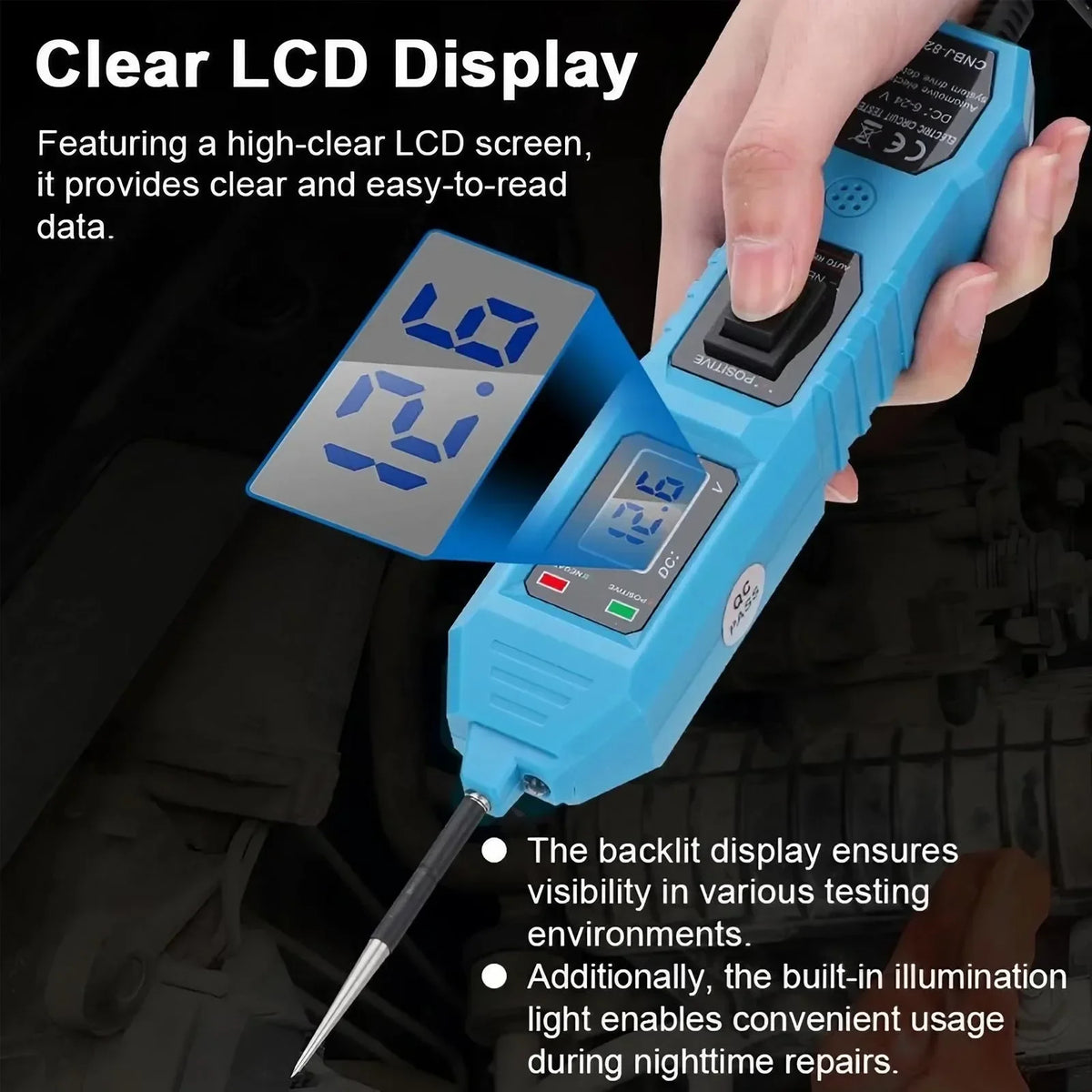Car Circuit Tester Diagnostic Tool with LCD Display Power Probe Kit Multifunctional Automotive Electrical System Tester