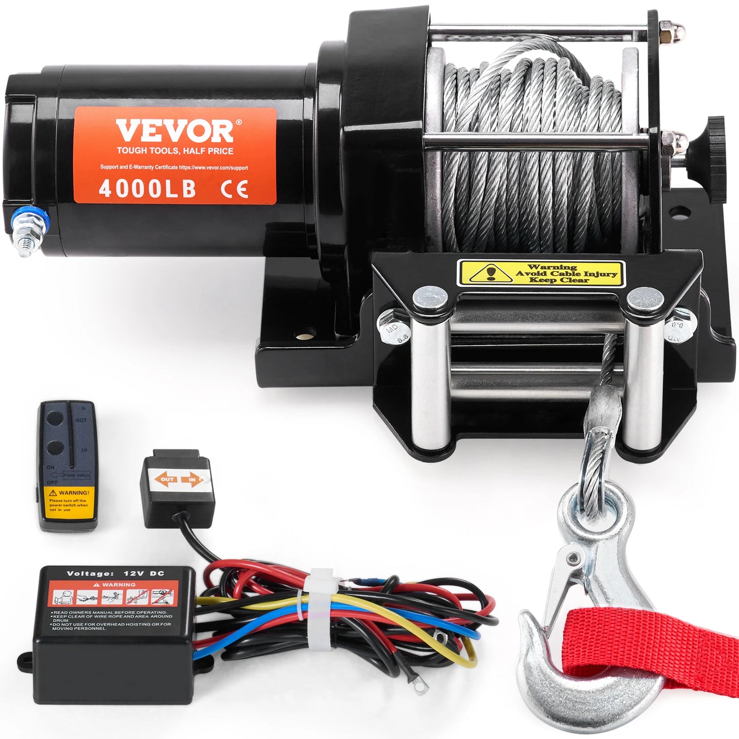 SucceBuy 4000lbs Electric Winch with 39ft 7 Strands Steel Cable Wireless & Wired Remote Control ATV/UTV Winch for Truck Towing