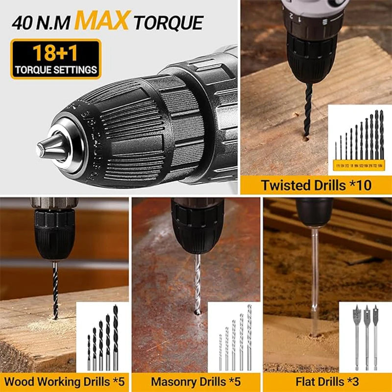 DEKO Cordless Drill And Household Repair Tool Kit With Battery