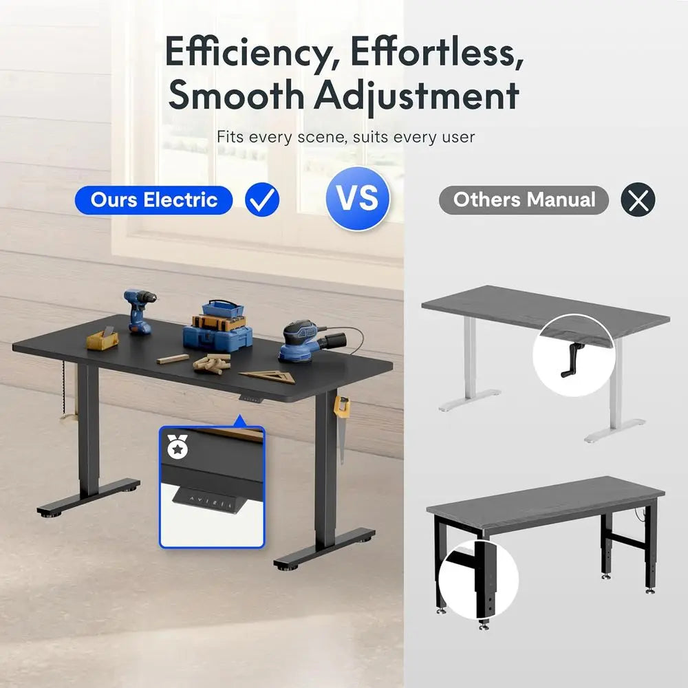 Adjustable 48x30 Workbench for Garage, Workshop, and Home - Ergonomic Desk for Woodworking, Sewing, and Crafts in Black