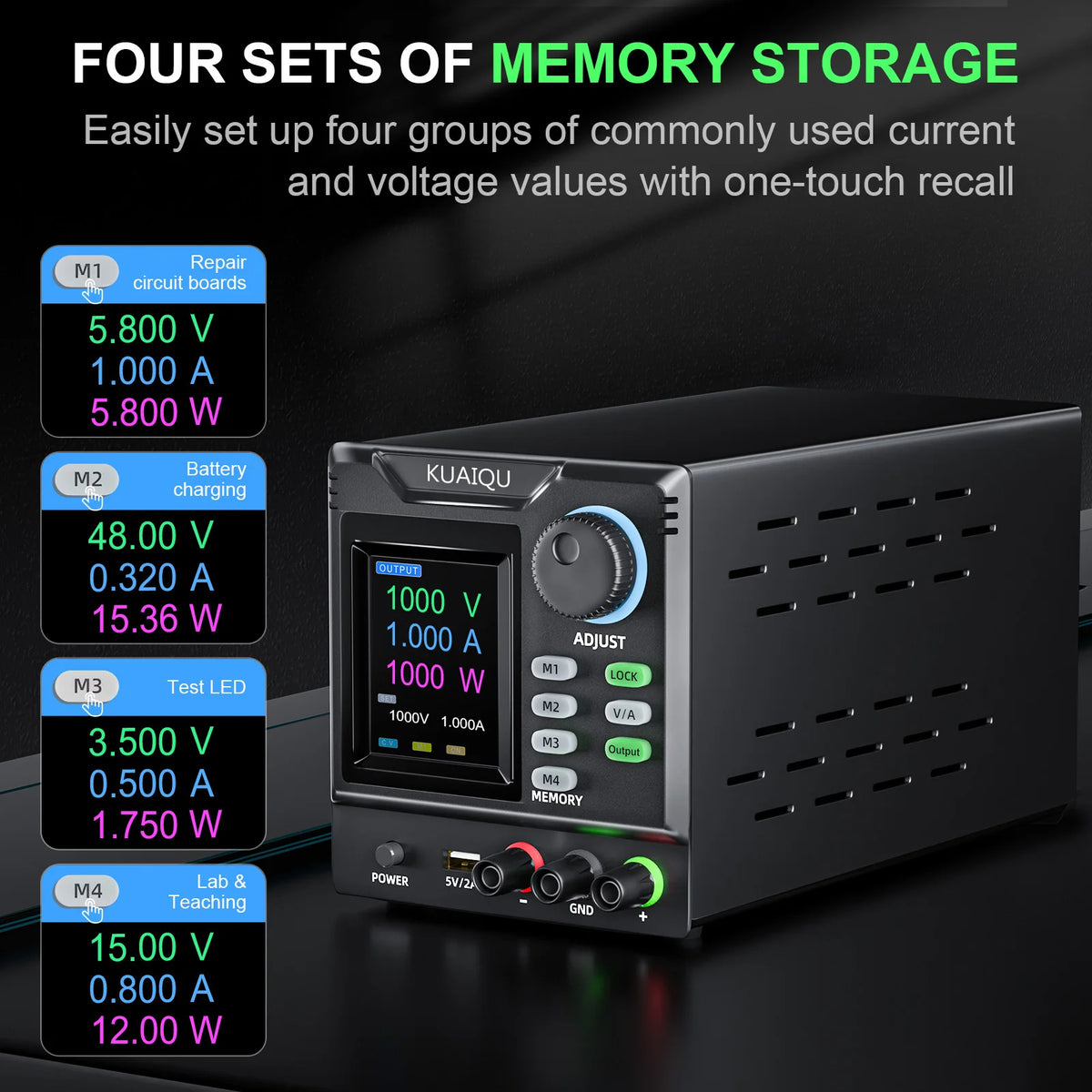KUAIQU Programmable DC Switching Power Supply for Electronics Testing