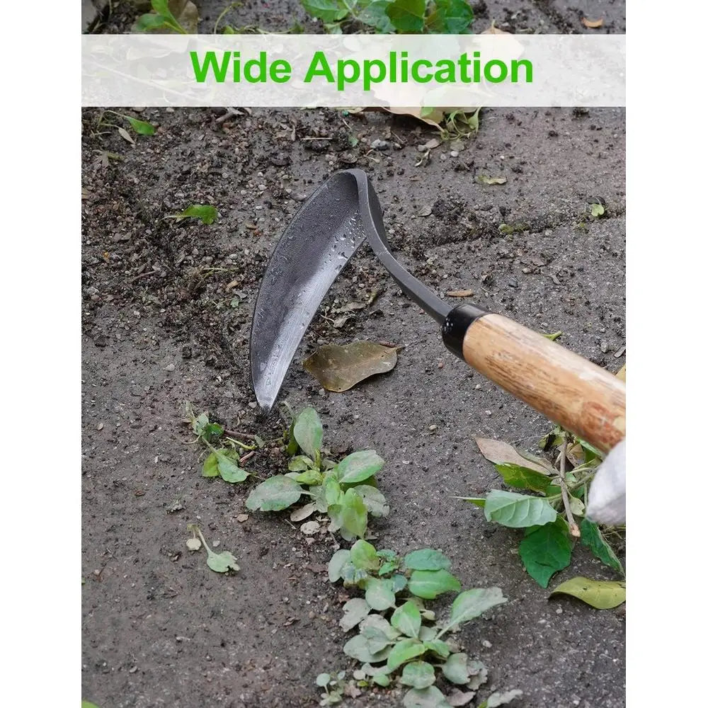 Weeding Sickle Hoe, 17 Gardening Hand Weeder Nejiri Kama Blade Tool Digging and Cutting Weed Remover, High-Carbon Steel One-Piec