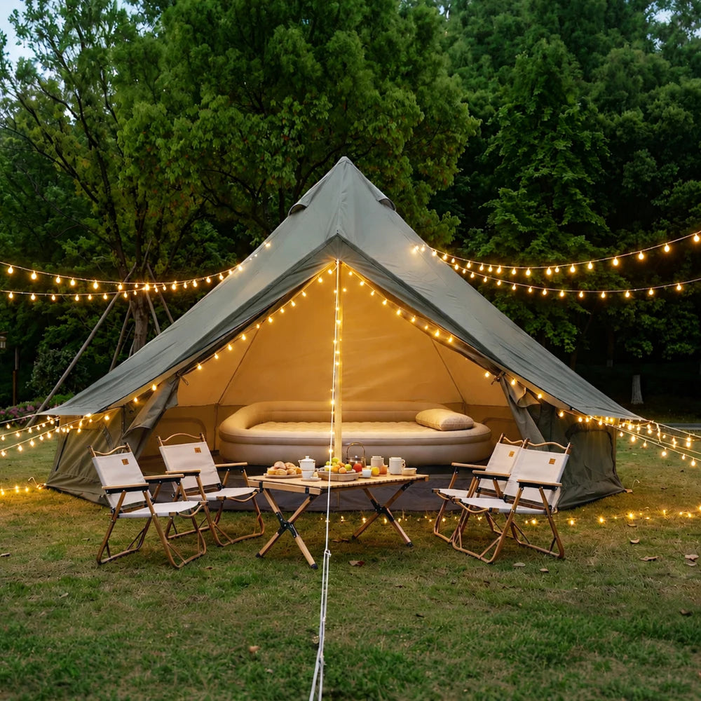Camping Tent For 3-4 People Sun Protection with Stove Jack, Portable Outdoor Rain/Sun Proof Tent Large Glamping Tents for 3-4 People, For Camping Hiking Beach Yard