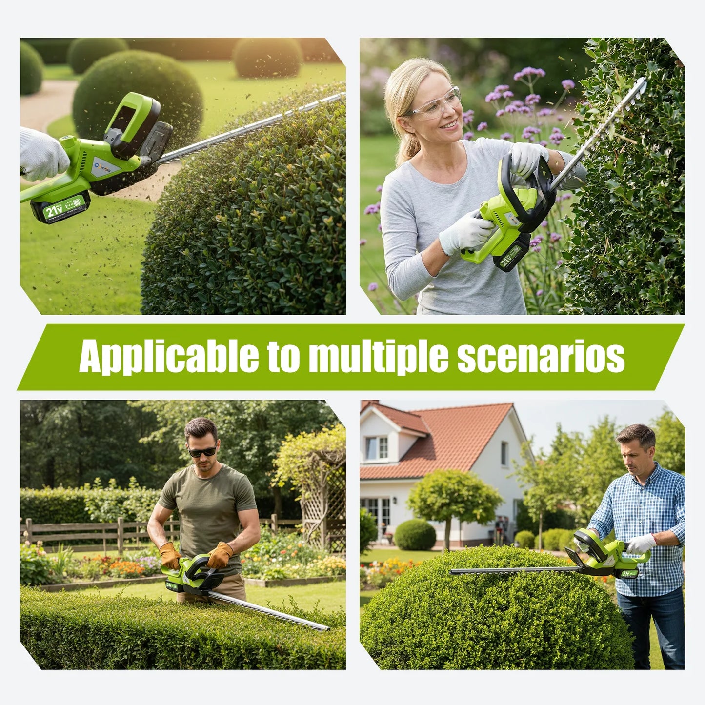 XYSD Cordless Hedge Trimmer, 20 in Electric Hedge Trimmer , with 21V 3.0Ah Batteries, Bush Trimmers for Yard, Garden, Lawn Care