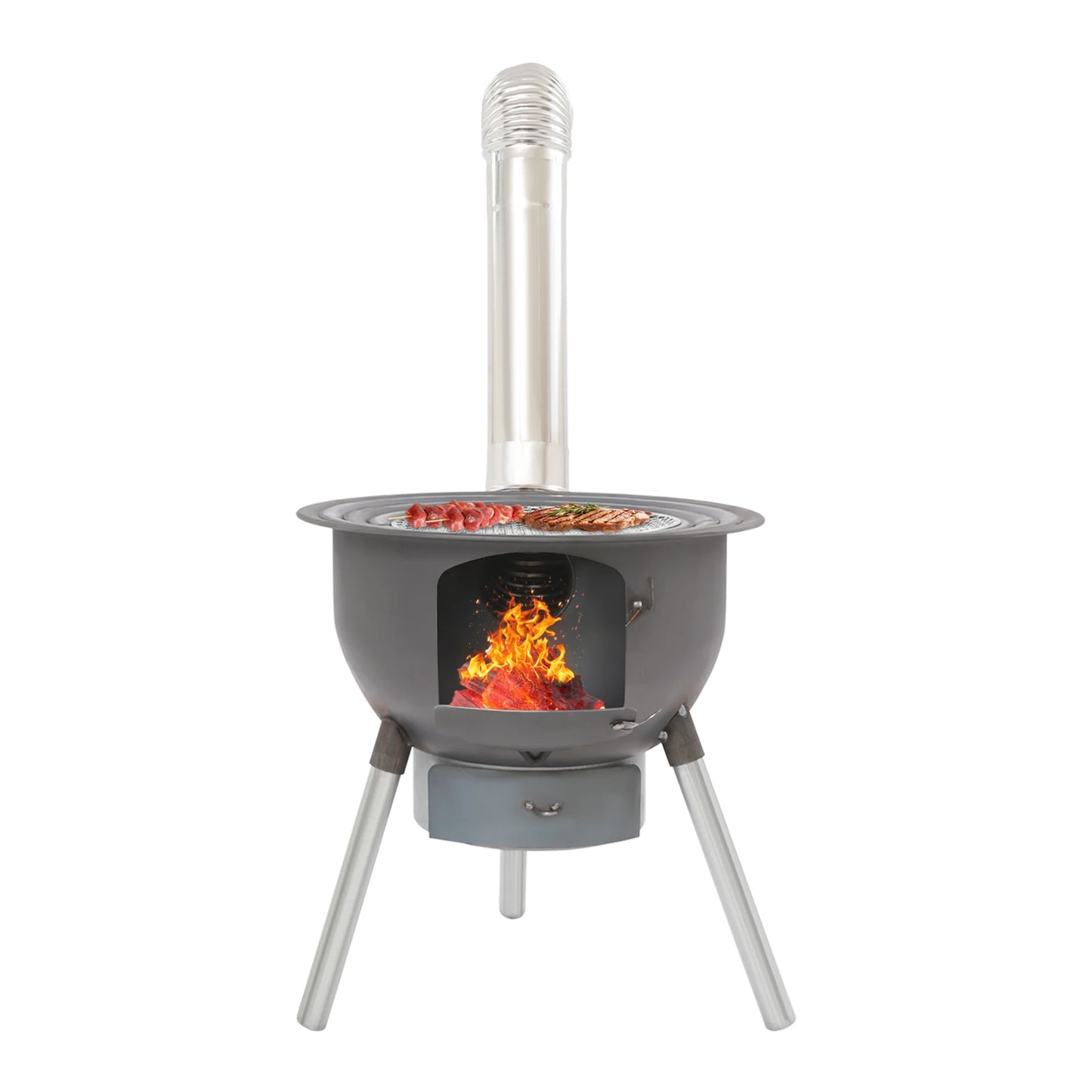 Multifunction Stainless Steel Rural Indoor and Outdoor Household Firewood Stove Mobile Large Stove Camping Barbecue Grill Stove