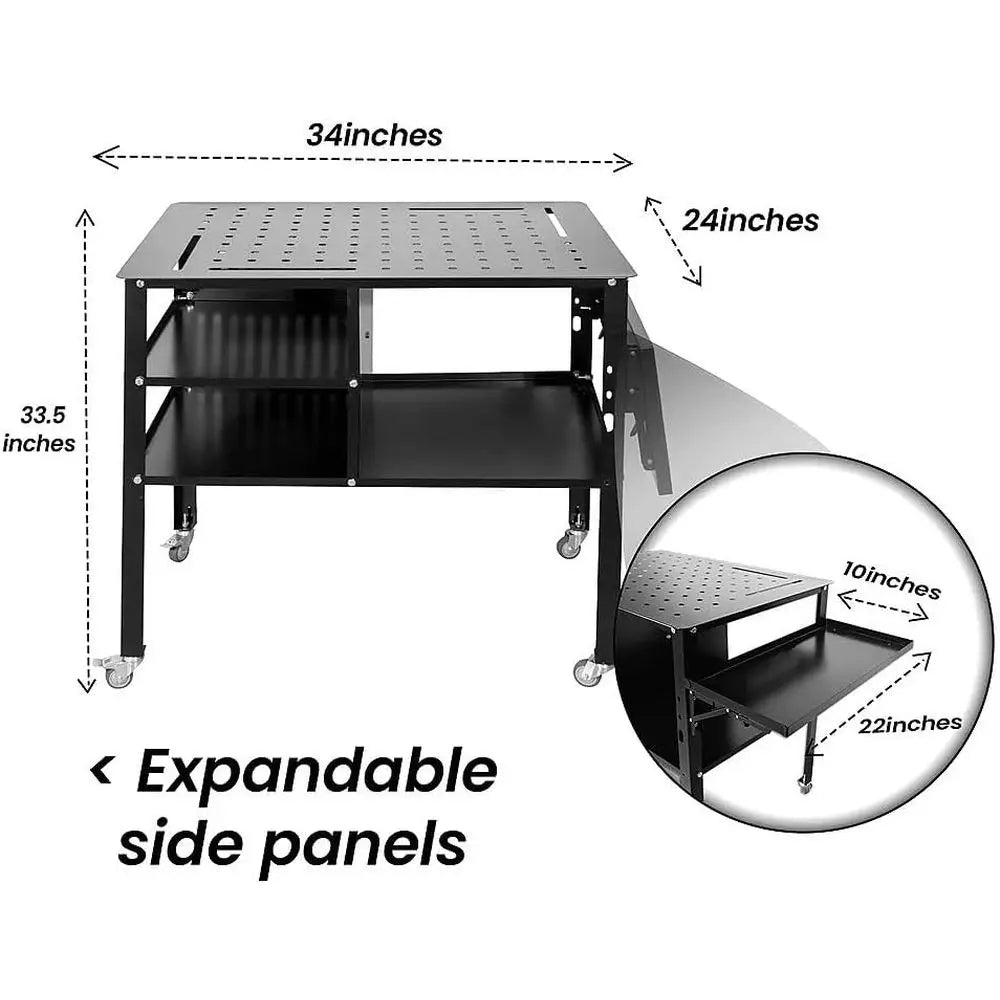 Welding Table Heavy Duty Mobile Steel Workbench with Wheels, Work Station Unil Workbench or Metalworking, Cutting Grinding Weldi
