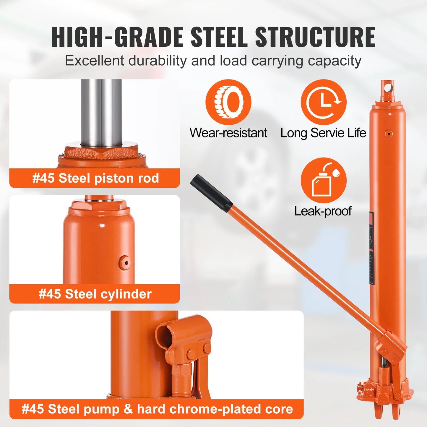 SucceBuy Hydraulic Long Ram Jack 3/8 Ton Engine Hoist Cylinder with Single Piston Pump And Clevis Base Hydraulic Ram Cylinder