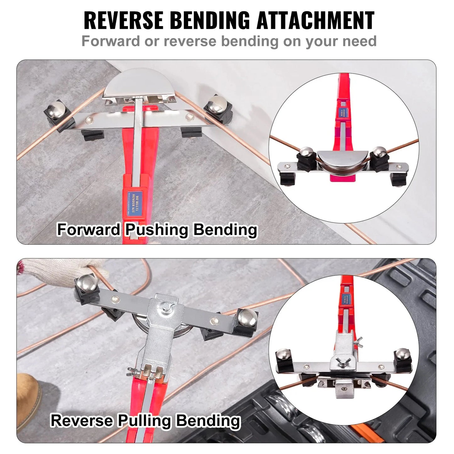 SIHAO Ratcheting Tube Bender 1/4"-7/8" OD, 90° Forward/Reverse Bending Tool with 7 Dies for Copper, Aluminum & Steel Pipes