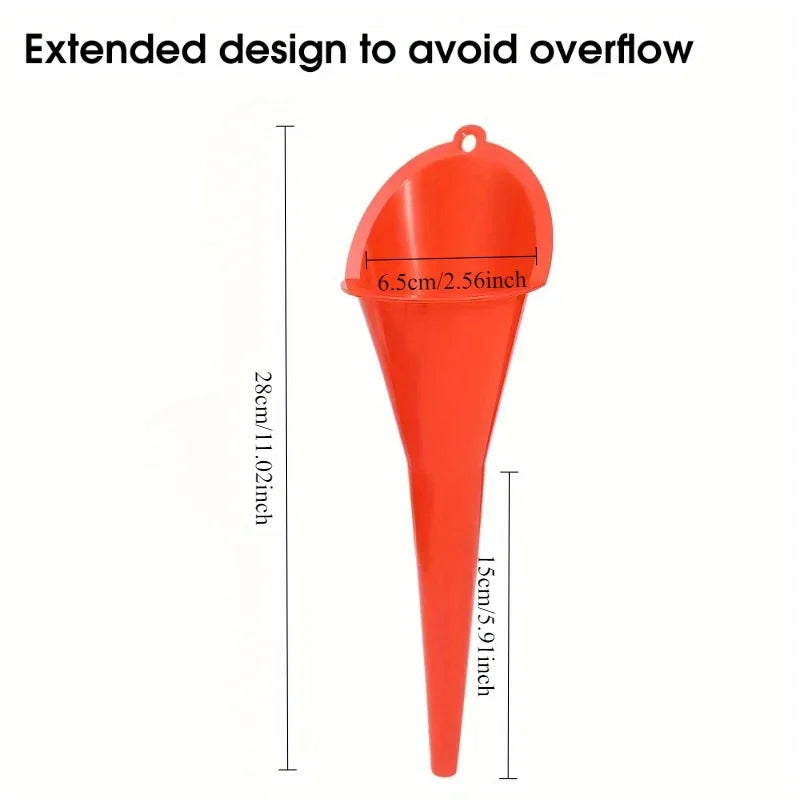Long Stem Car Fuel Funnel Anti Splash Plastic Gasoline Oil