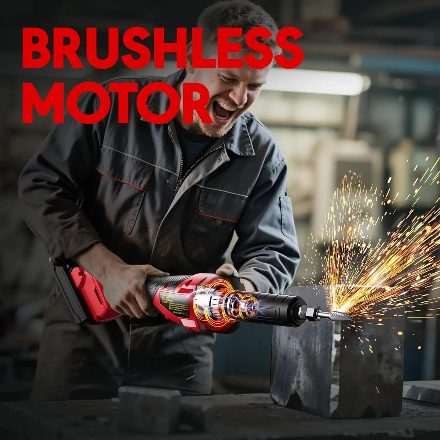 Cordless 1/4-inch Die Grinder with 25000RPM Brushless Motor, Compatible with Milwaukee 18V Battery (Battery Not Included)