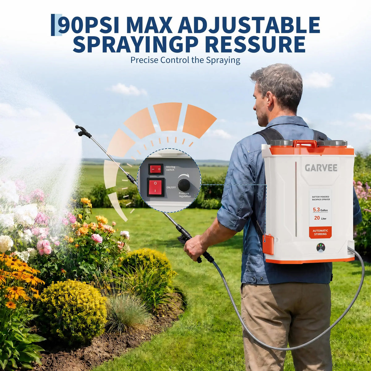 HiMISS Cordless Battery Powered Backpack Sprayer With Agitation System