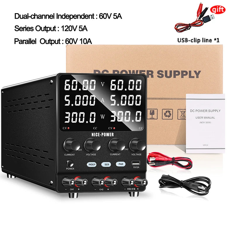 Nice-Power Dual Channel Adjustable Bench DC Power Supply