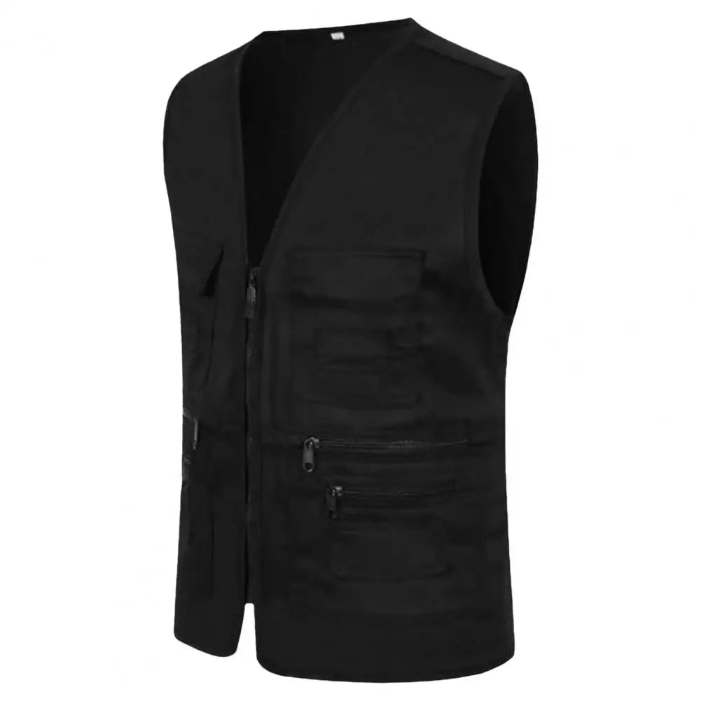 Men Vest Multi-Pocket Outdoor Waistcoat Casual Sleeveless Jacket Plus Size Slim Fit Outerwear Male Clothes Photographer Vest
