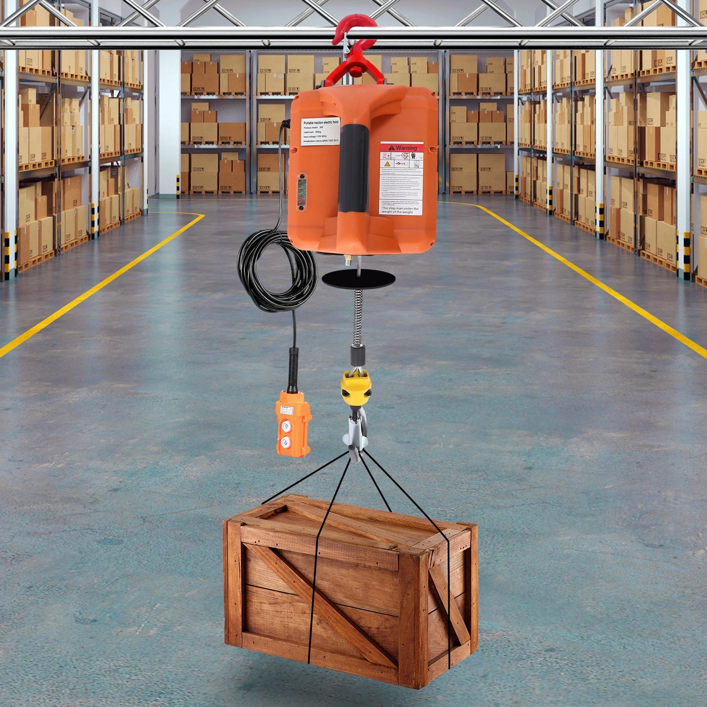 1100Lbs Electric Hoist 110V Electric Winch,Crane Lift Ceiling Pulley Winch with Wire Remote Control,Zinc-Plated Steel Wire Hoist