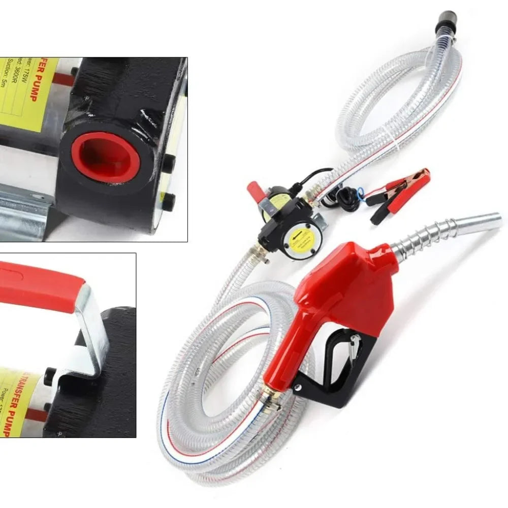 Fuel Transfer Pump, 12V DC 175W Electric Transfer Pump Self-Priming Diesel Pump for Diesel Gas Kerosene 50L/min