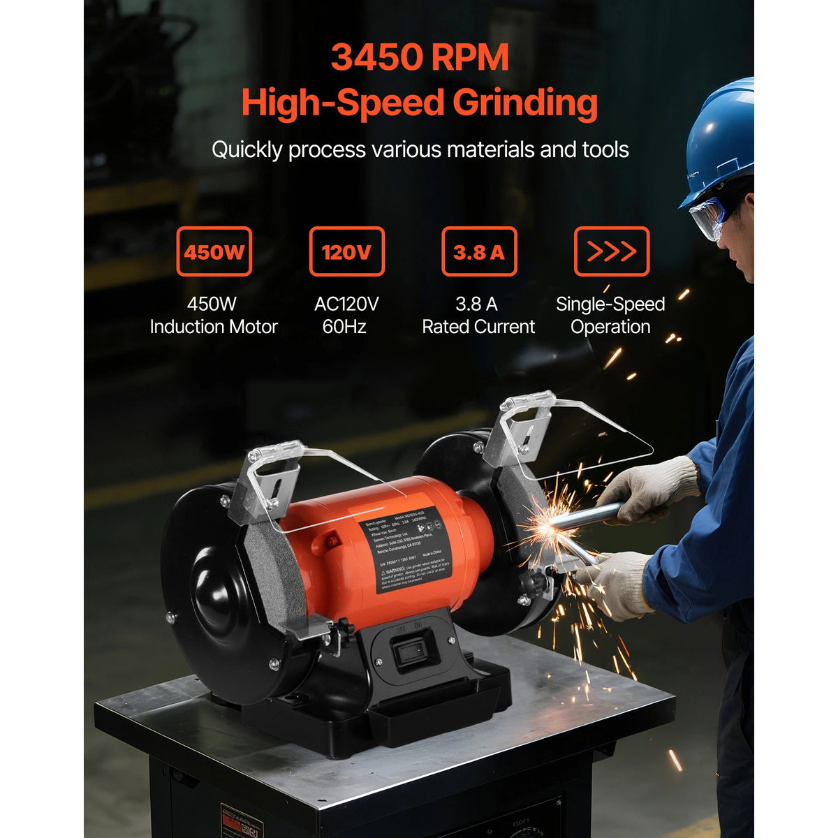 Succebuy Single Speed Bench Grinder With Induction Motor