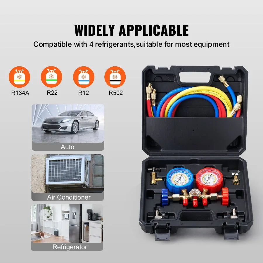 AC Manifold Gauge Set 3-Way for R134A R22 R12