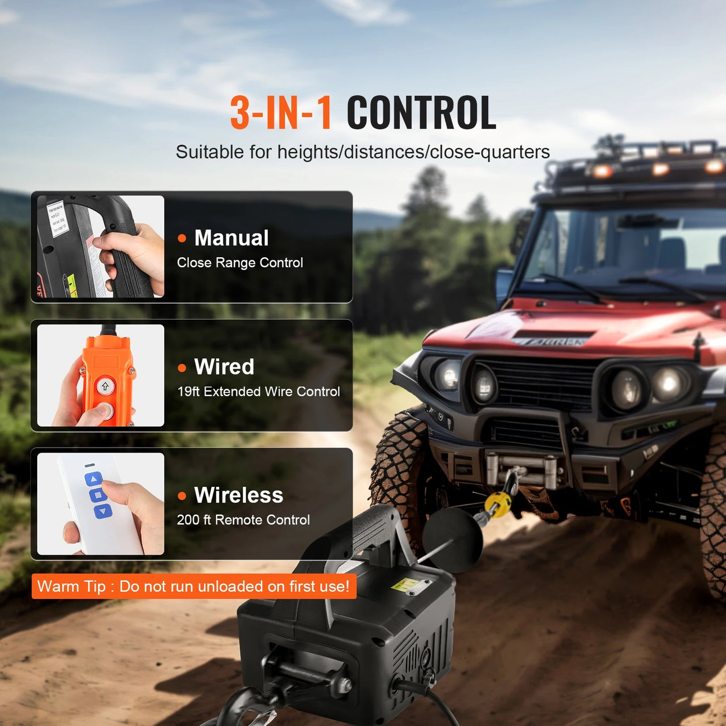 SucceBuy 1100lbs 3-in-1 Electric Hoist Winch Manual/Wired/Wireless 22.9ft Lifting Heigh Overload Protection Portable Power Crane