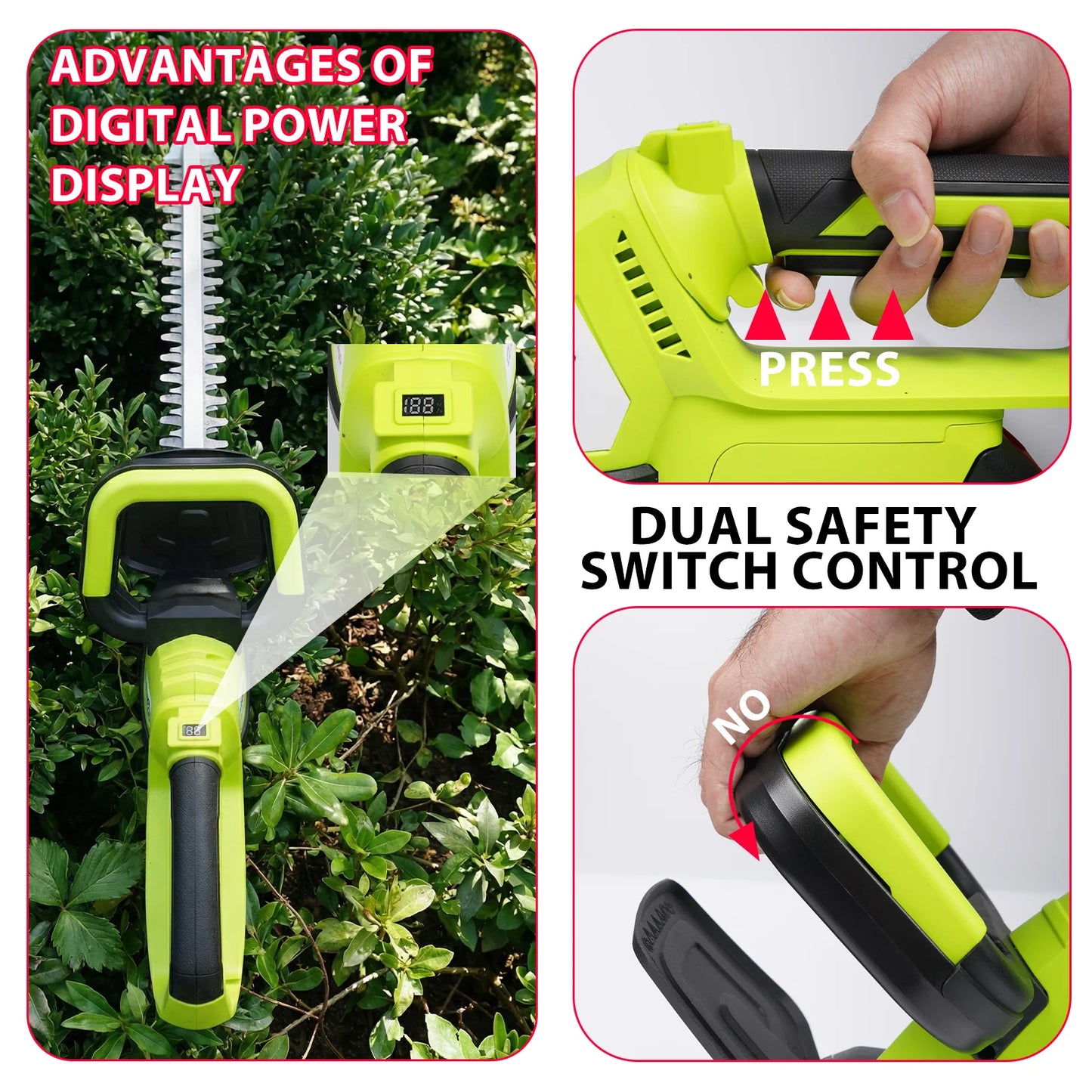 XYSD Cordless Hedge Trimmer, 20 in Electric Hedge Trimmer , with 21V 3.0Ah Batteries, Bush Trimmers for Yard, Garden, Lawn Care