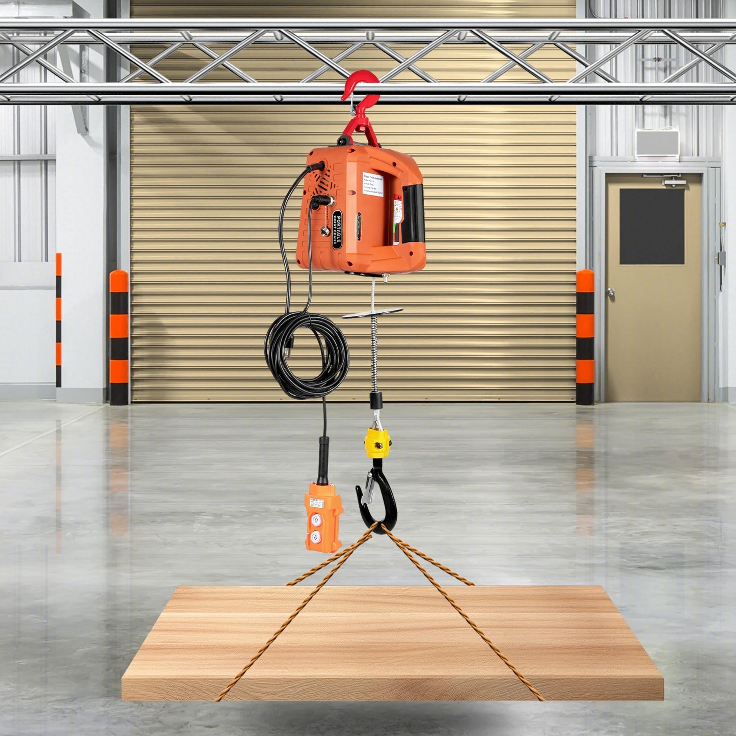 1100Lbs Electric Hoist 110V Electric Winch,Crane Lift Ceiling Pulley Winch with Wire Remote Control,Zinc-Plated Steel Wire Hoist