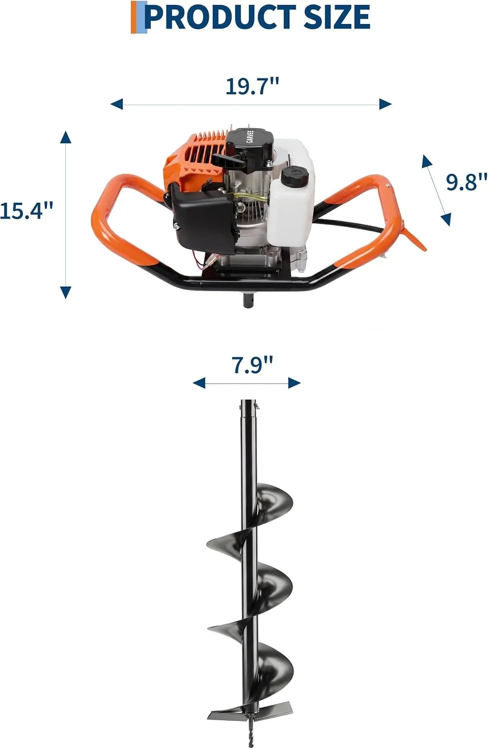 Gas Powered Earth Auger for Post Hole Digging and Landscaping