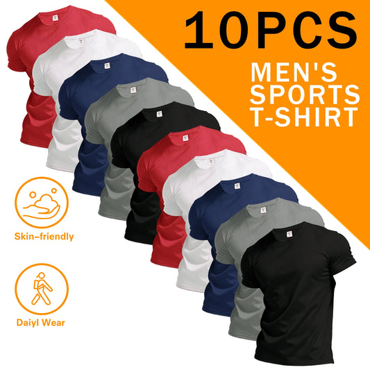 10Pieces Of Men's Sports Round Neck Short Sleeves,Applicable To Golf,Fishing,Rockbros,Electric Scooter,Camping Equipment,Bicycle