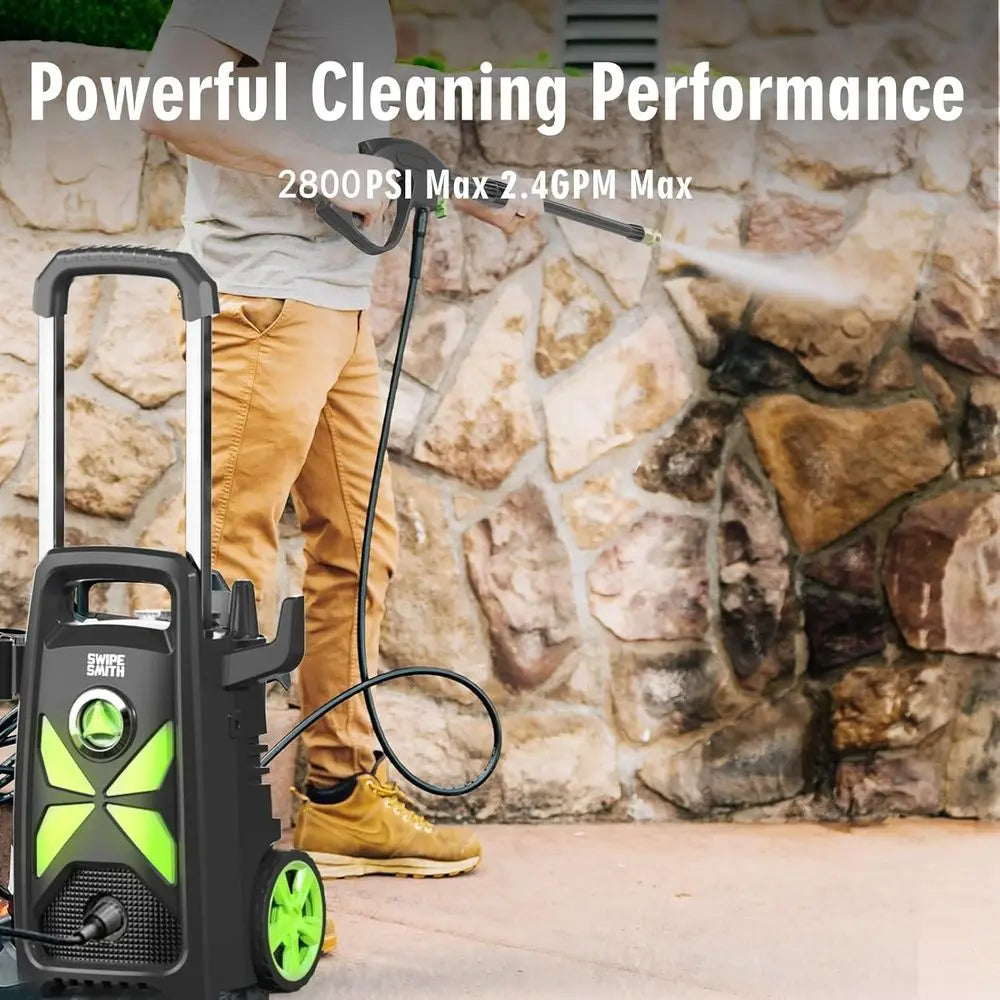 Electric Pressure Washer, 2800 Max PSI 2.4 GPM Power Washer with Telescopic Handle, Car Wash Machine with 4 Quick Connect Nozzle