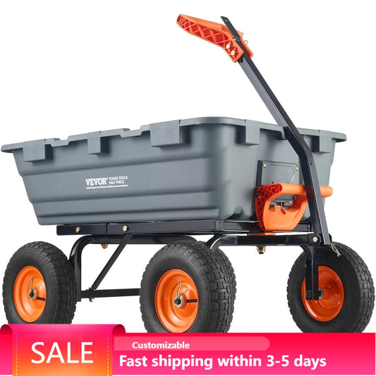 1200lbs 7Cu.Ft. Garden Dump Cart with 2-in-1 Convertible Handle and 13in All Terrain Wheels,