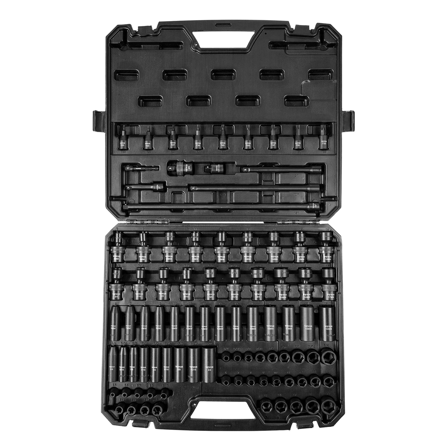 Succebuy 1/2" 3/8" Drive Impact Socket Set 13/23/33/34/48/65/90PCs SAE or Metric Cr-V/Cr-Mo Socket Set 6Point Alloy Steel Repair