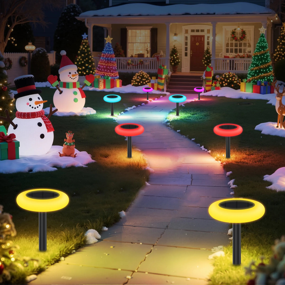Intelamp Color Changing Solar Pathway Lights for Garden and Landscape