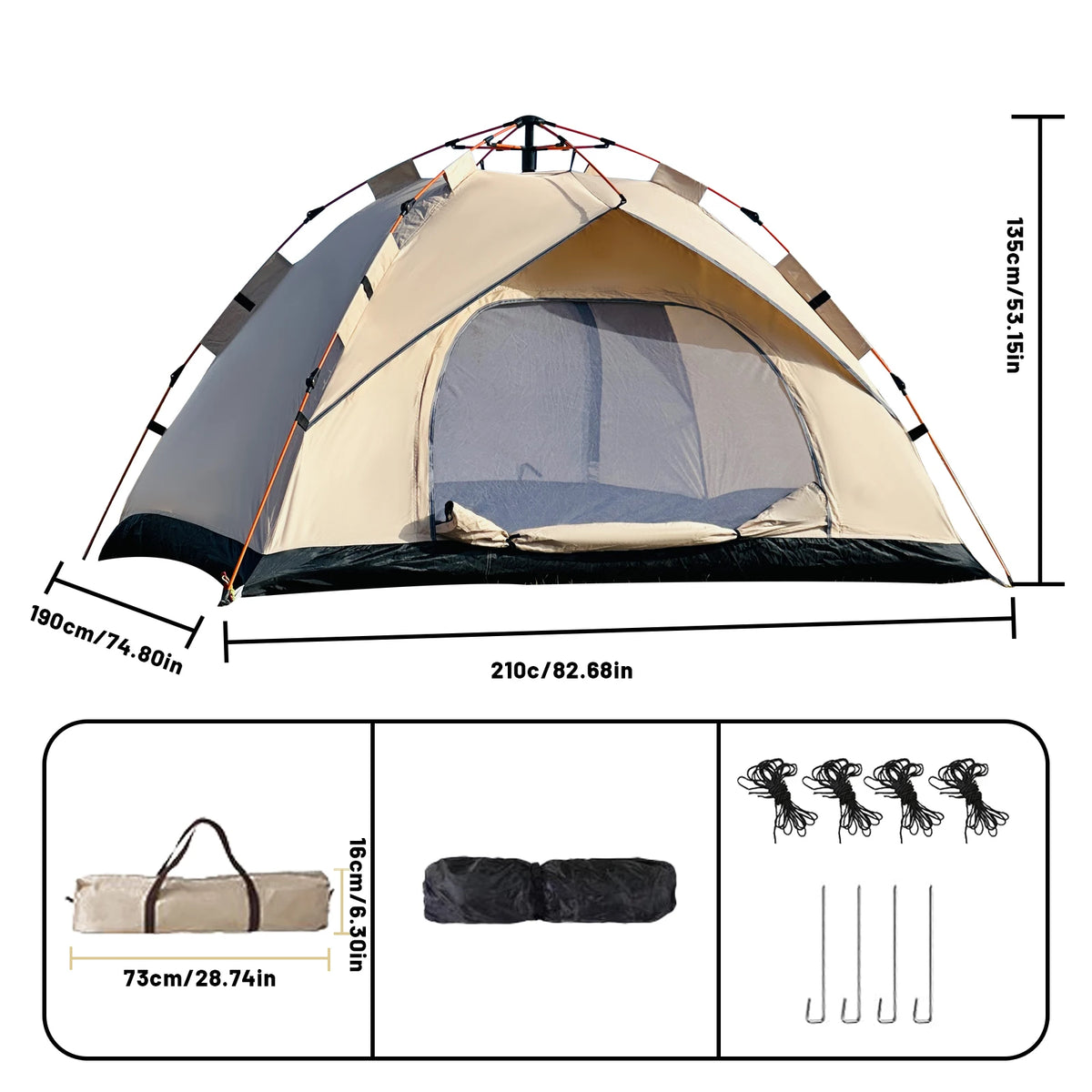 Pakicetus Family Camping Tent Windproof Waterproof Quick Setup Shelter