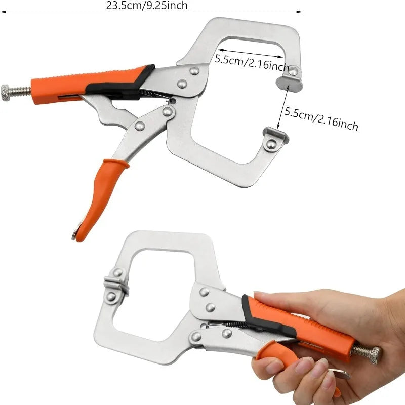 9 Inch C Clamp Heavy Duty Vise Grip Locking Pliers Adjustable Face Clamp Woodworking Welding and Pocket Hole Joinery 2 Packs